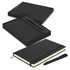 A black Moleskine notebook and pen set, presented in a matching black gift box.