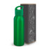 A drink bottle with a glossy green finish, accompanied by a decorative box featuring intricate designs.
