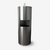 Stainless steel wipes dispenser with top nozzle and integrated waste bin