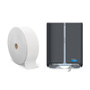 Cascades Pro Jumbo Single Roll Toilet Paper Dispenser, Black + Toilet Paper (6/case)