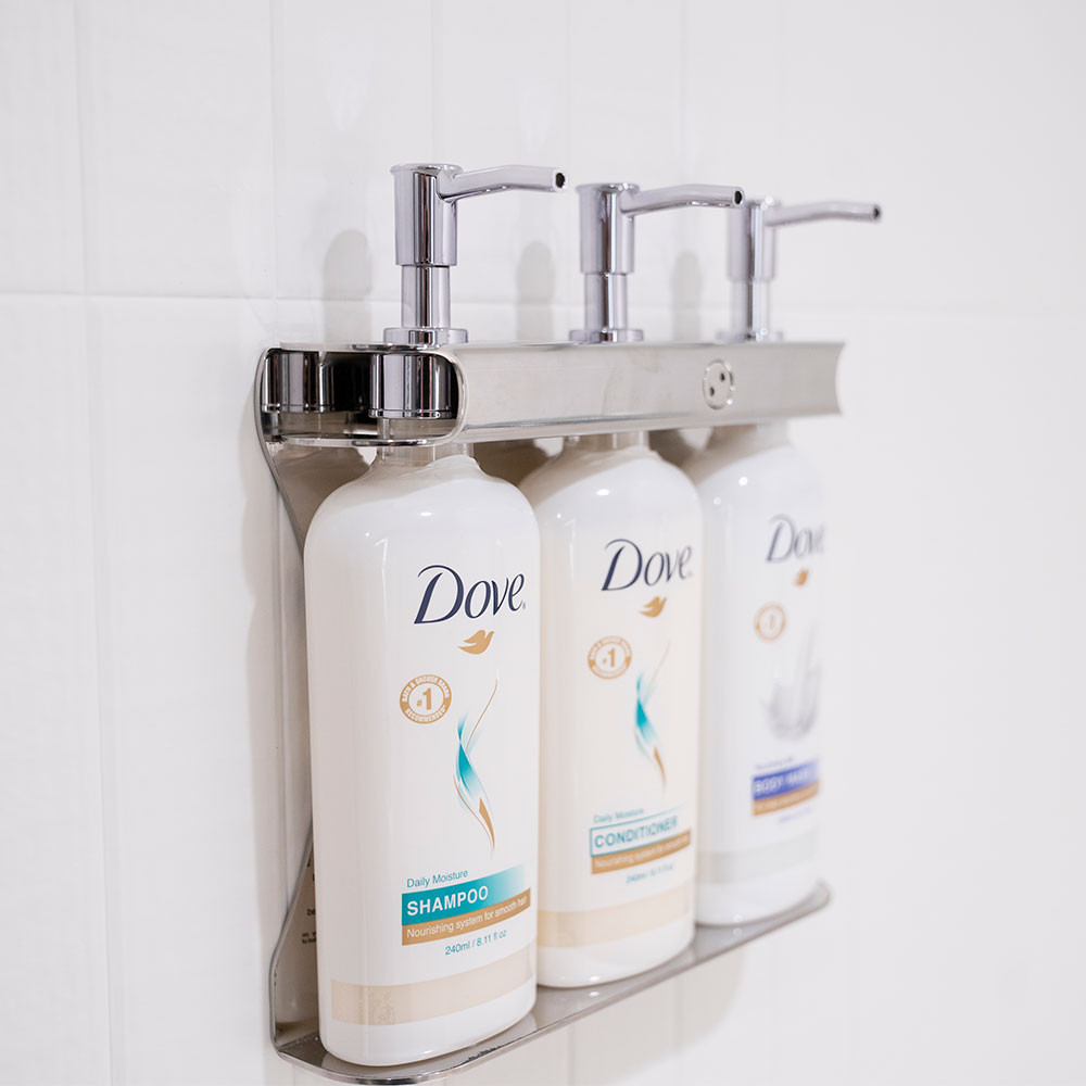 Dove Hair Care Dispenser | Elegant Triple Amenity Station