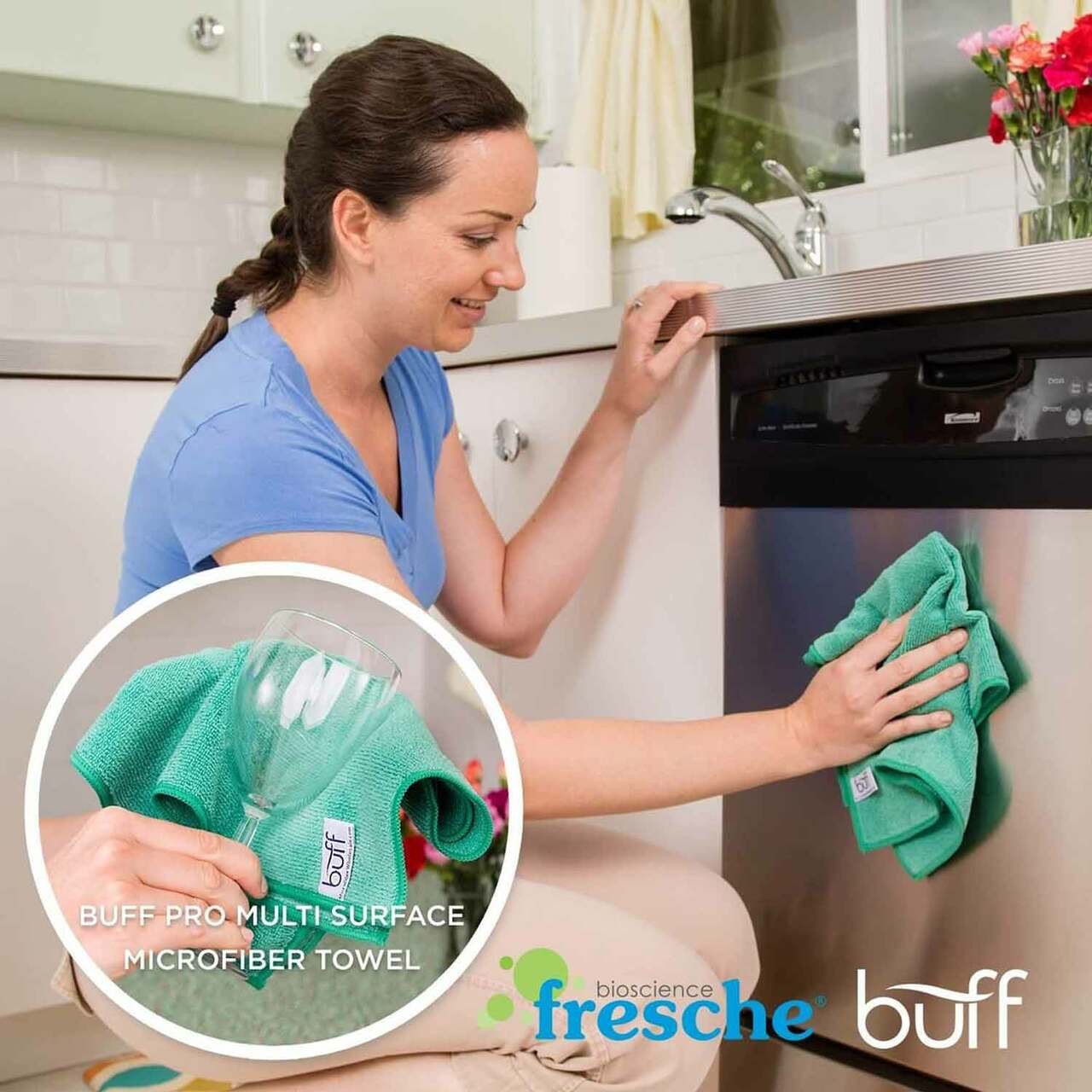 16x16 Buff™ Fresche® Antimicrobial Microfiber Towel