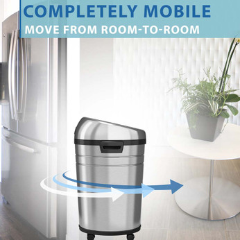 18 Gal Large Round Sensor Stainless Steel Trash Can