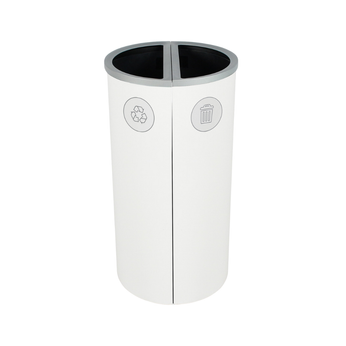 Busch Systems 16 Gallon White Spectrum Dual Receptacle For Recyclables And Waste