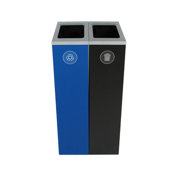 Busch Systems Spectrum 20 Gallon Blue And Black Cube Receptacle For Recyclables And Trash
