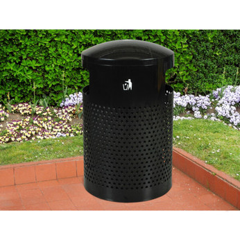 Durable 40-Gallon Black Gloss Outdoor Waste Receptacle