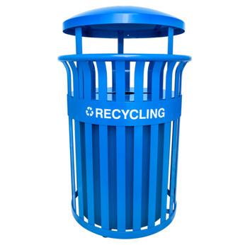 37 Gallon Outdoor Recycling Receptacle - Heavy-Duty Steel Construction