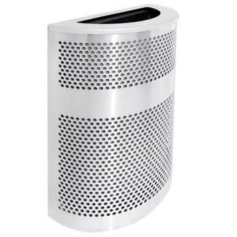 Stainless Steel Half Round Waste Receptacle - 20 Gallon Capacity