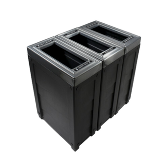 Three Stream Receptacle For Cans Bottles Paper And Waste