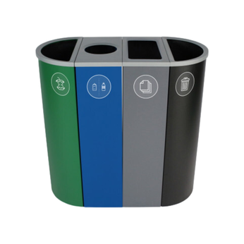 Busch Systems Spectrum Quad 36 Gallon Steel Rectangular Trash Can