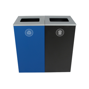 Busch Systems Spectrum Dual 48 Gallon Steel Square Trash Can For Recyclables And Waste
