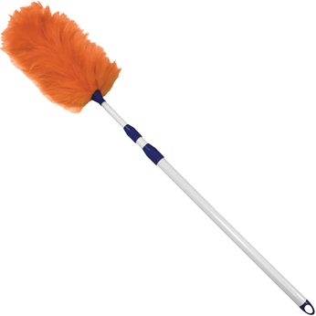 Impact telescoping lambswool duster with adjustable white handle