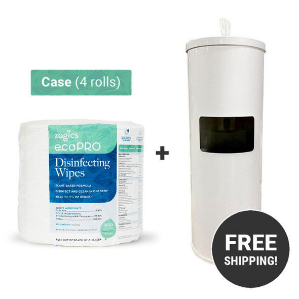 ecoPRO Plant-Based Disinfecting Wipes plus White Floor Dispenser