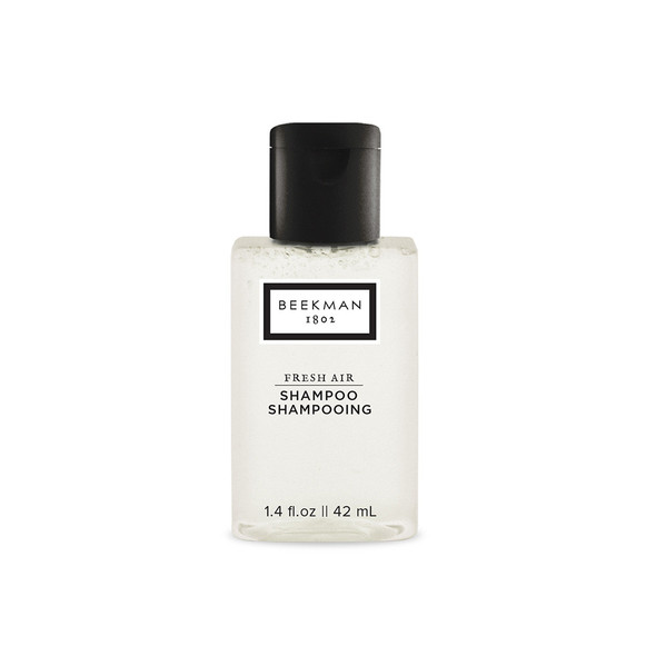 1.4 oz Beekman 1802 Fresh Air shampoo bottle with recyclable cap