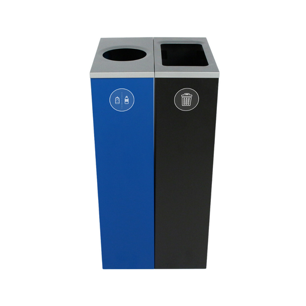 Busch Systems Spectrum 20 Gallon Blue And Black Cube Receptacle For Cans Bottles And Wastes