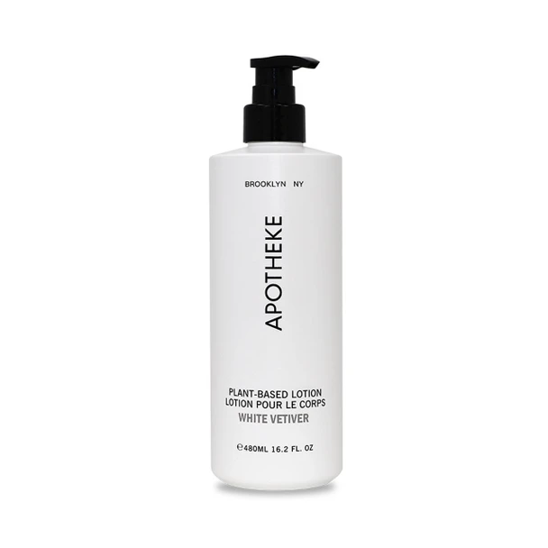 Apotheke White Vetiver Body Lotion, 16.2 oz eco‑refill bottle with black pump