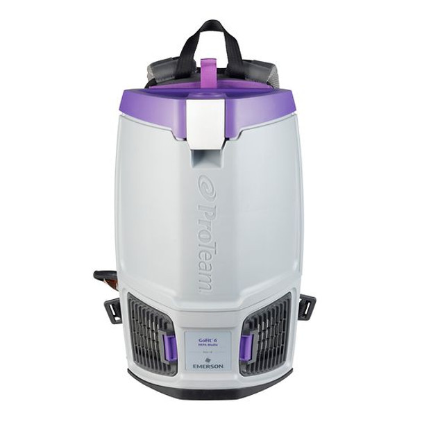 Battery-powered GoFit 6 Backpack Vacuum for hassle-free cleaning