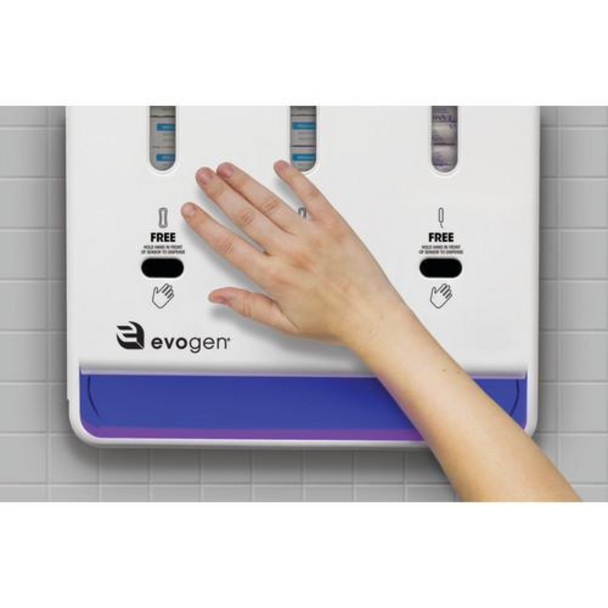 Three-channel commercial women's restroom dispenser for high-traffic facilities