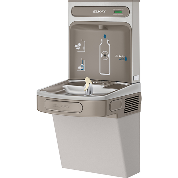 Wall mounted water fountain with bottle filler