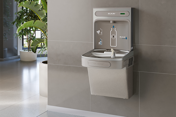 Touchless bottle filling station for high traffic areas