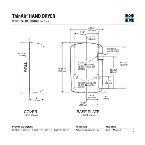 Excel White Hand Dryer