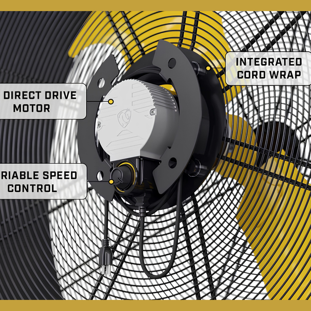 Big Ass Fans BANDIT EC direct-drive motor with variable speed control and integrated cord wrap