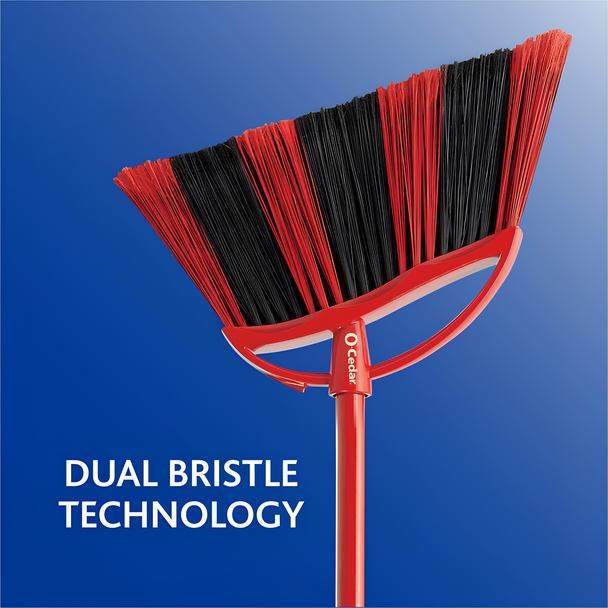 O-Cedar PowerCorner corner broom with dual red and black bristles