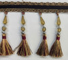 Drapery Trim - Brown & Red- Beaded Trim- Design 19 - 4  1/4" Inches
