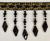 Drapery Trim - Black - Beaded Trim -Design 10-  2" Inches