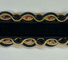 Tape Velvet Gold & Black Trim , 1/2 inches , Perfect for drapery , upholstery , & bedding.