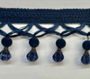 Beaded Fringe Blue Trim ,2 1/2 inches, Perfect for drapery , upholstery , & bedding.