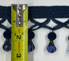 Beaded Fringe Blue Trim ,2 1/2 inches, Perfect for drapery , upholstery , & bedding.