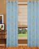 Poco dot Sheer curtain -Light Blue & Yellow-Polyester-60" Inches W
