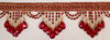 Drapery Trim - Red- Beaded Trim- Design 21 - 4" Inches