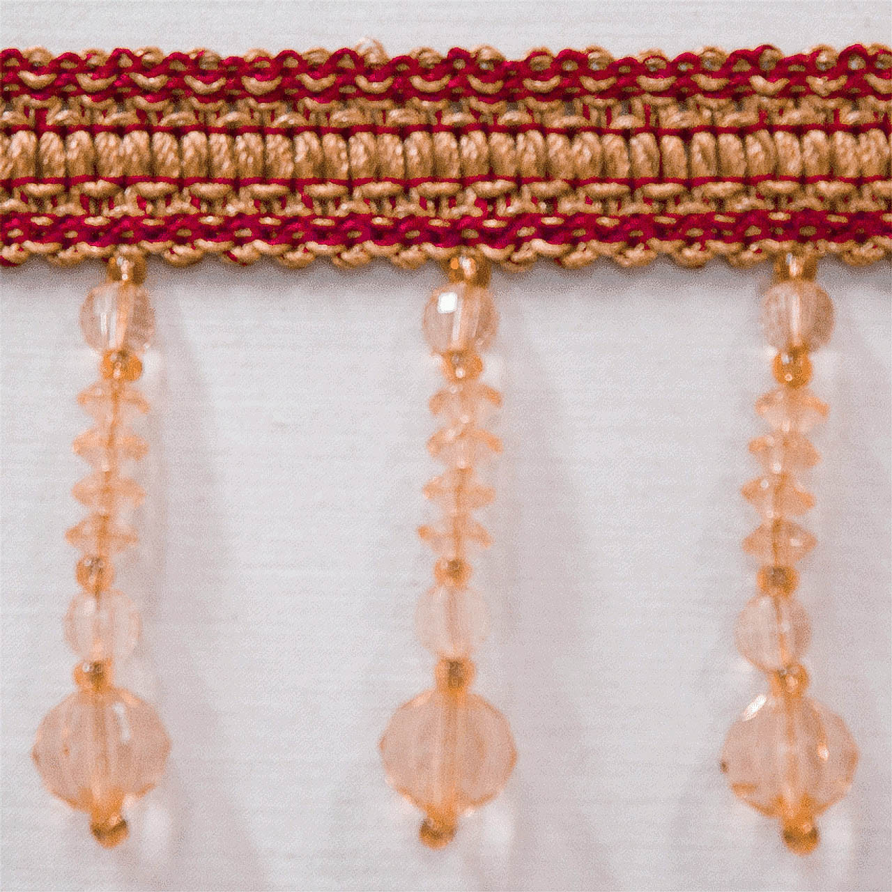 Drapery Trim - Red- Beaded Trim- Design 14 - 2.5" Inches