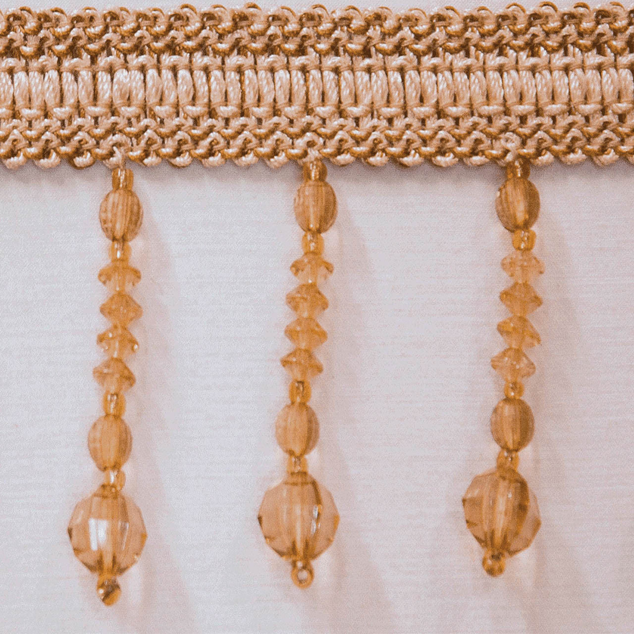 Drapery Trim -Beige- Beaded Trim- Design 14 - 2.5" Inches
