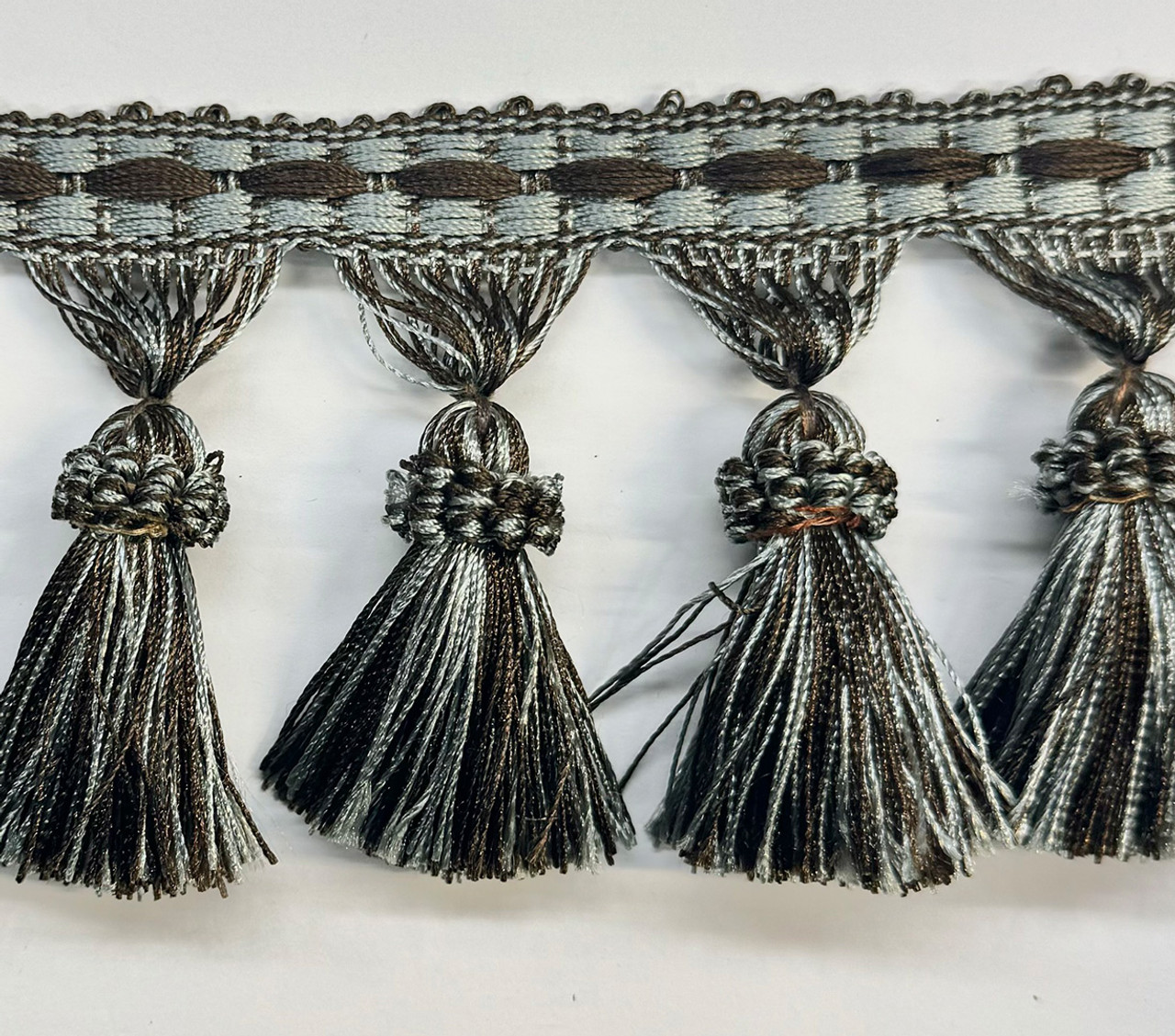 Drapery Trim - Gray & Blue- Tassel Trim- Design 13 - 2 1/2" Inches