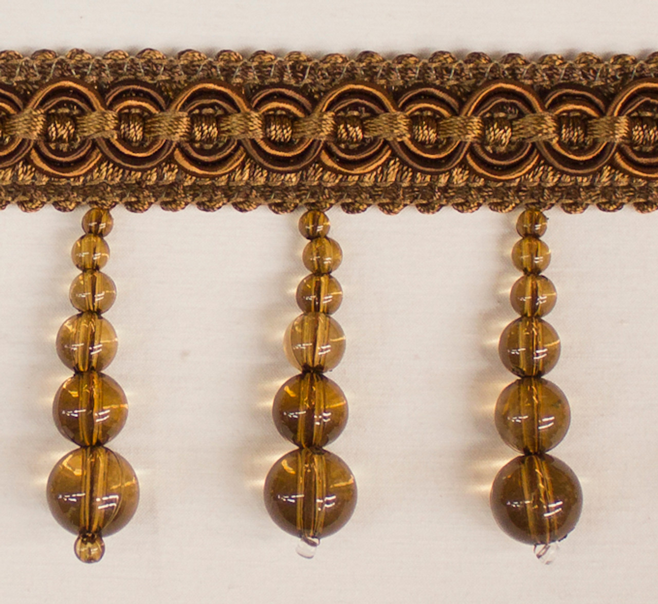 Drapery Trim - Brown- Beaded Trim- Design 12 - 2 1/2" Inches