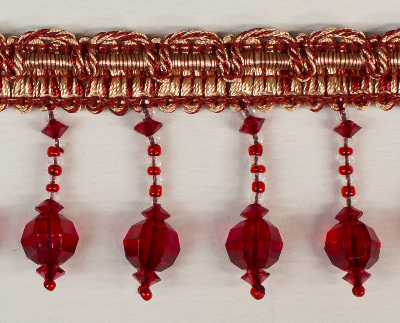 Drapery Trim -Red - Beaded Trim - Design 6- 1 1/2" Inches