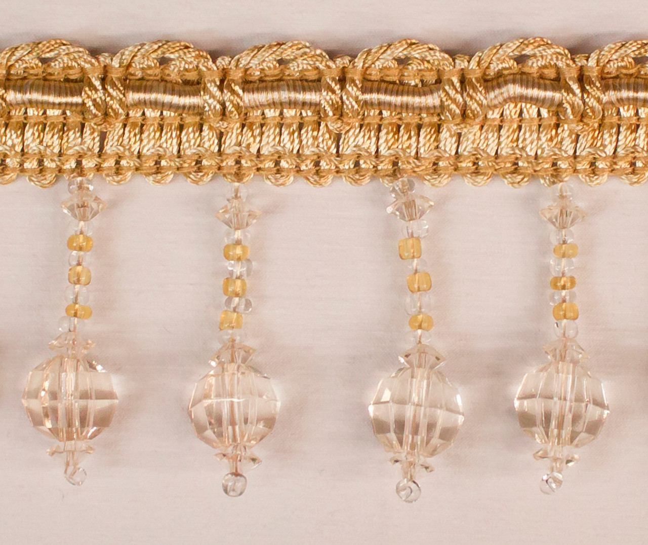 Drapery Trim -Gold & Clear - Beaded Trim - Design 6- 1 1/2" Inches