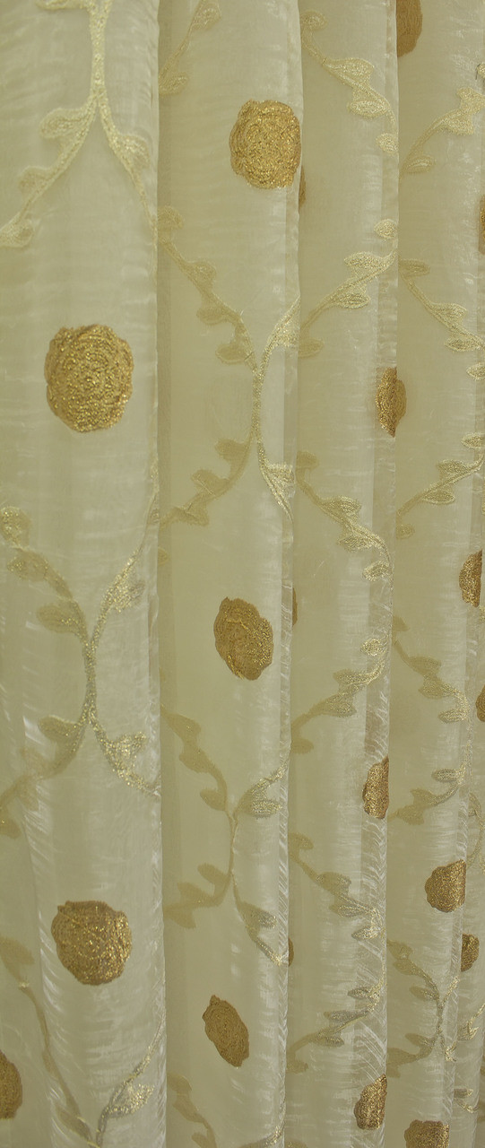 Embossed  Damask Floral Sheer Curtain:
