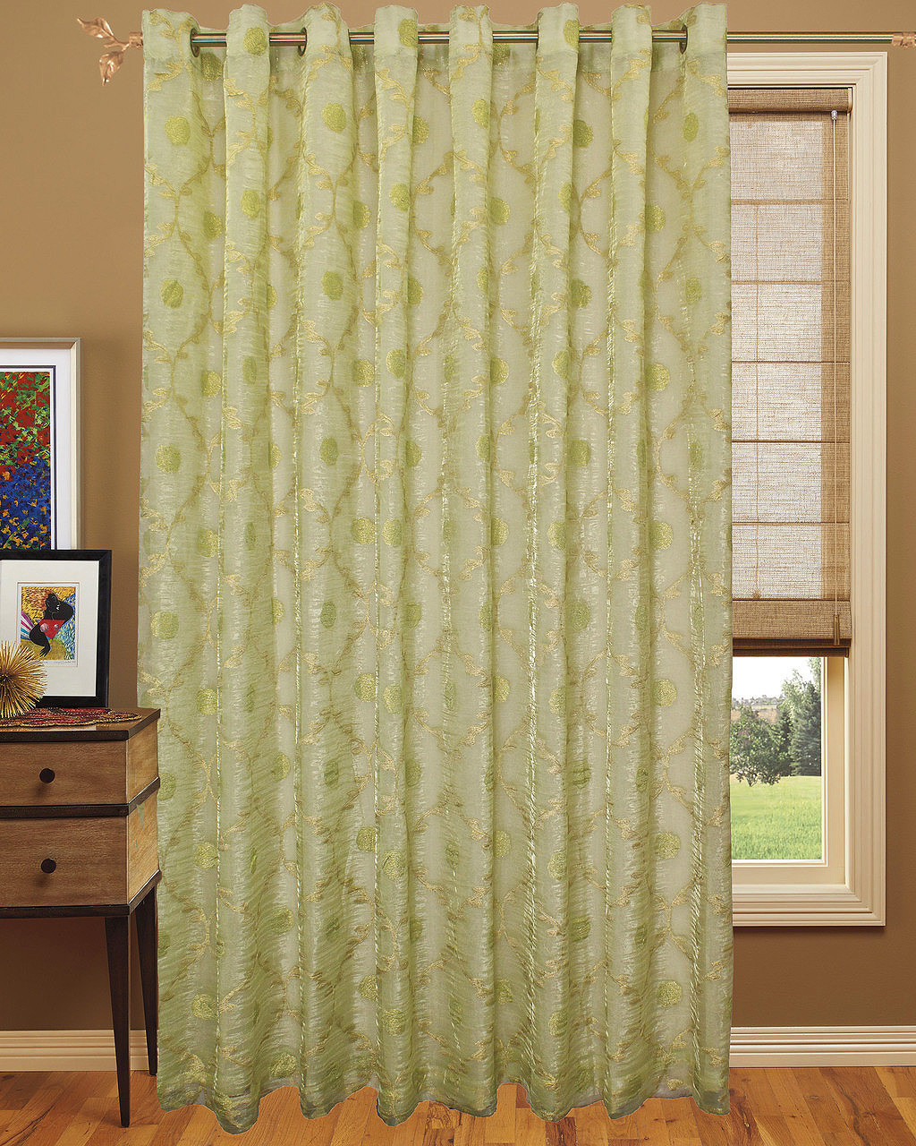 Damask Embossed Single Sheer Panel