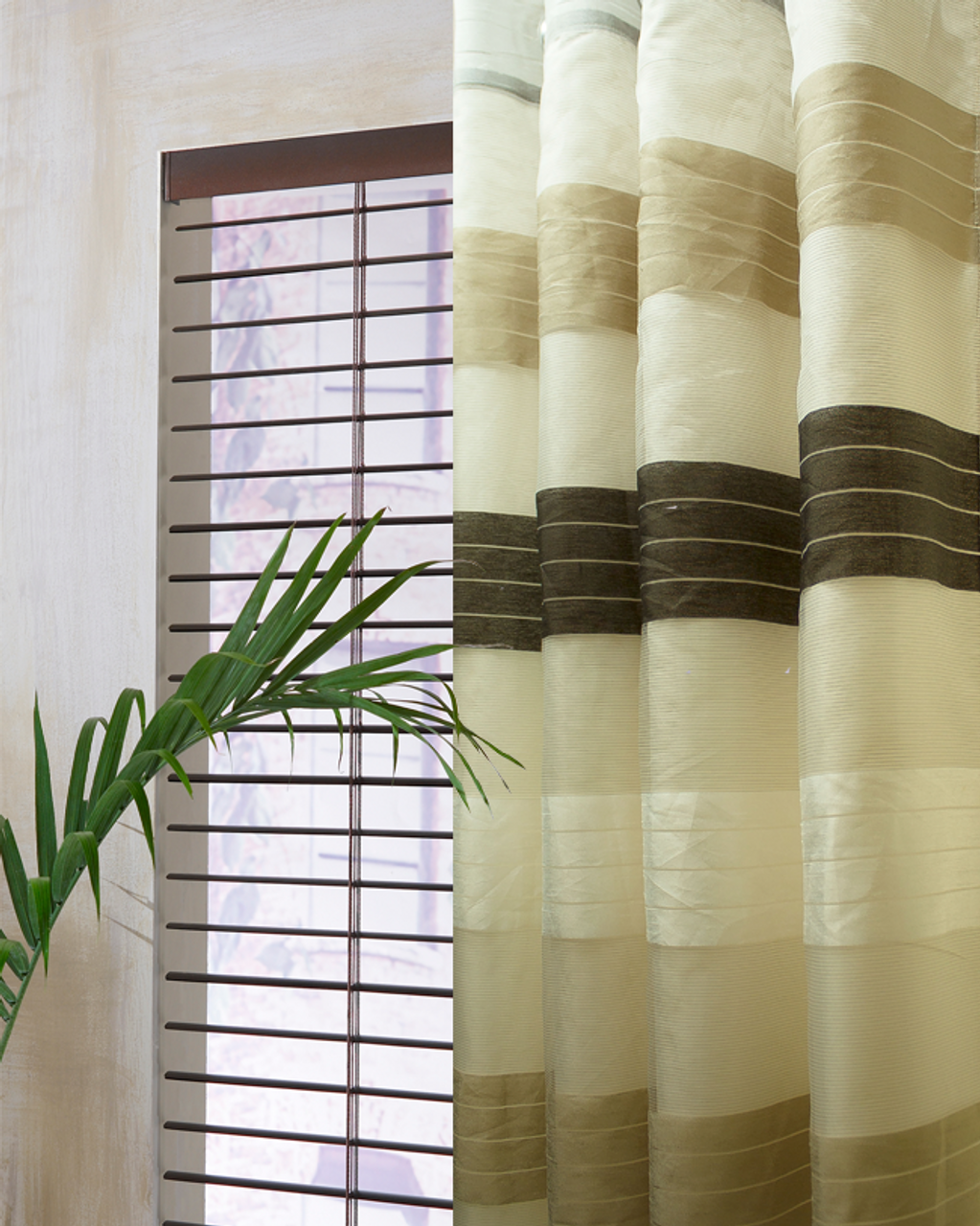 Horizontal Velvet Drapery Panel - Champaign , Beige & Brown