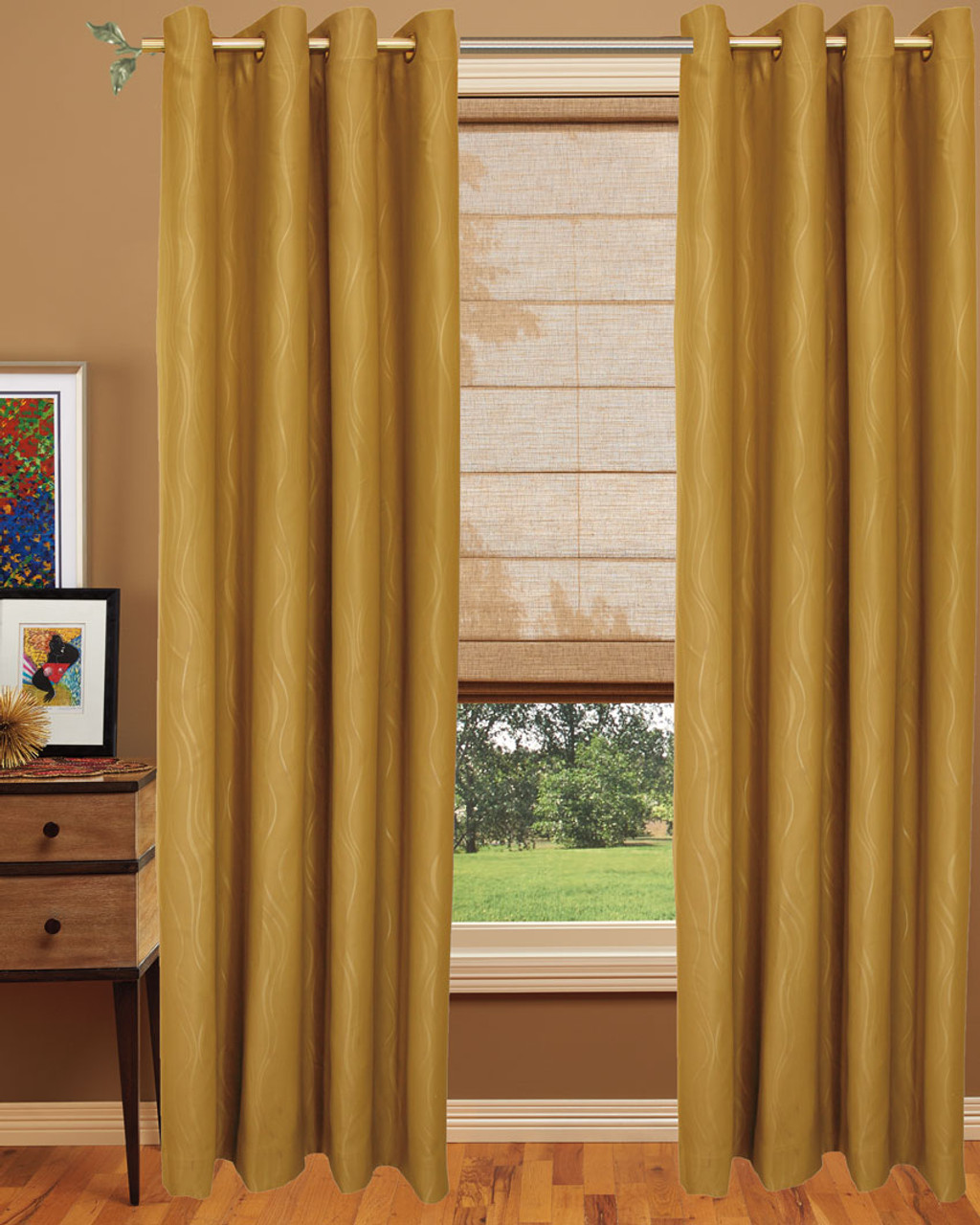 Blackout Curtain with Lining Gold color Front