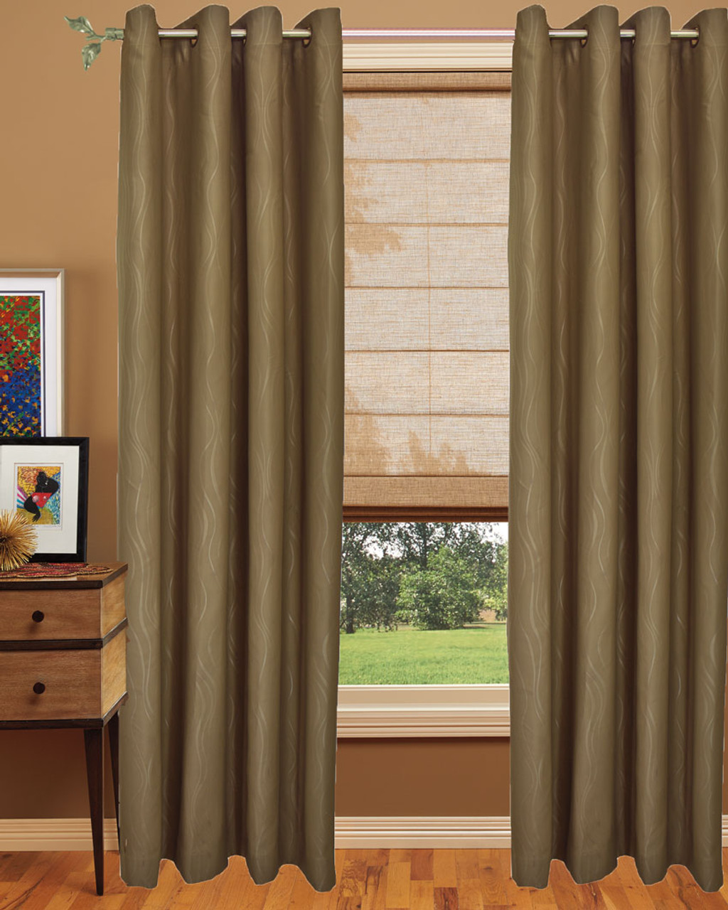 Blackout Curtain with Lining Mocha color Front