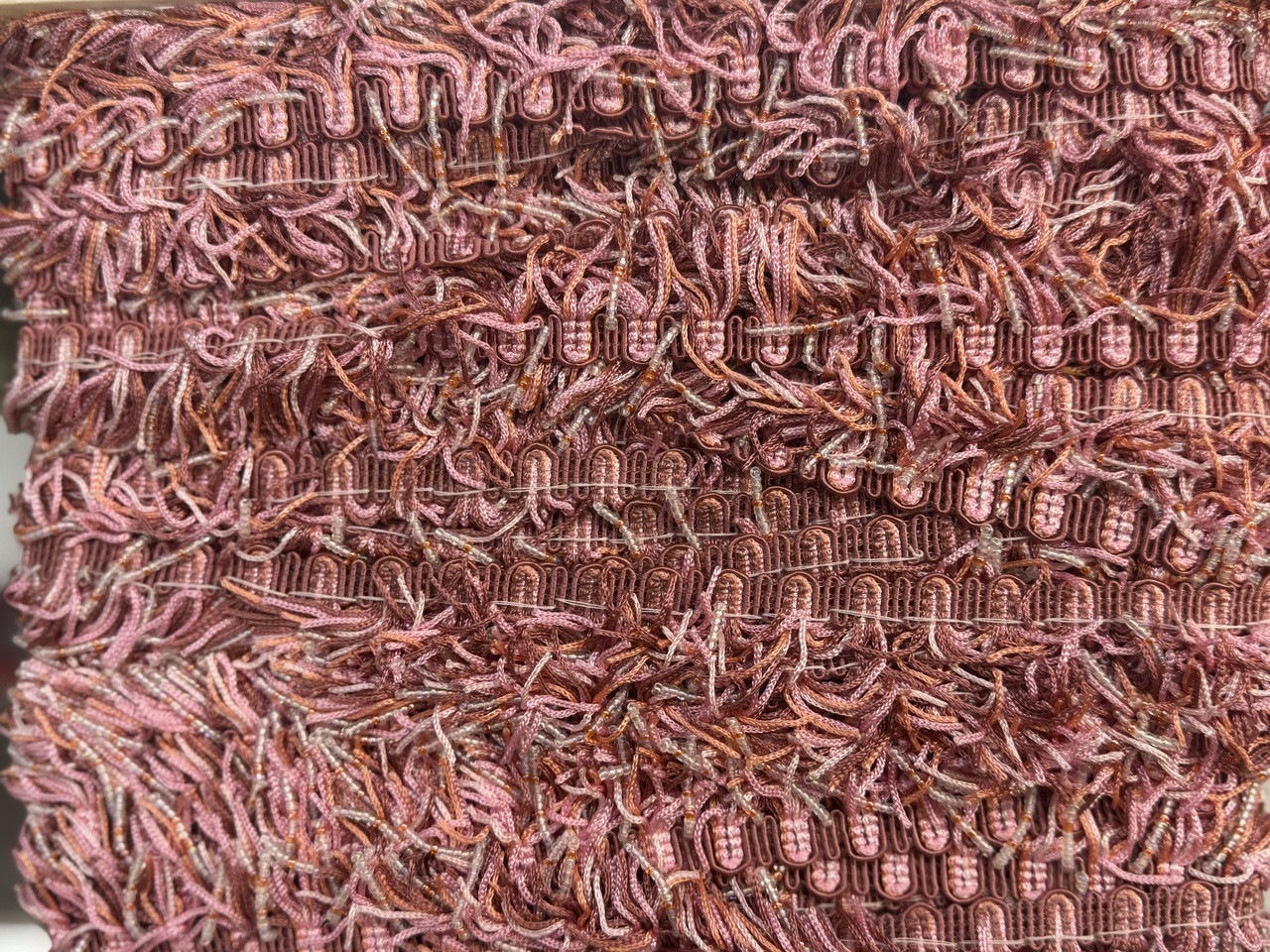 Beaded pink orange Trim , 1/2 inch, Perfect for drapery , upholstery , & bedding.
