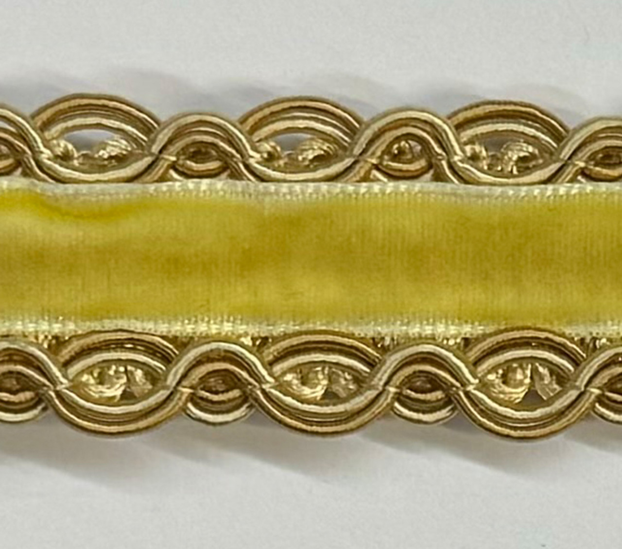 Tape Velvet Gold & Yellow Trim , 1/2 inches , Perfect for drapery , upholstery , & bedding.