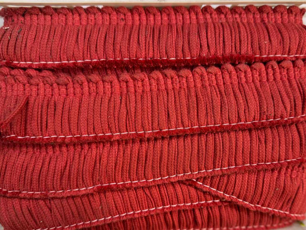 Brushed red Trim , 2  inches, Perfect for drapery , upholstery , & bedding.