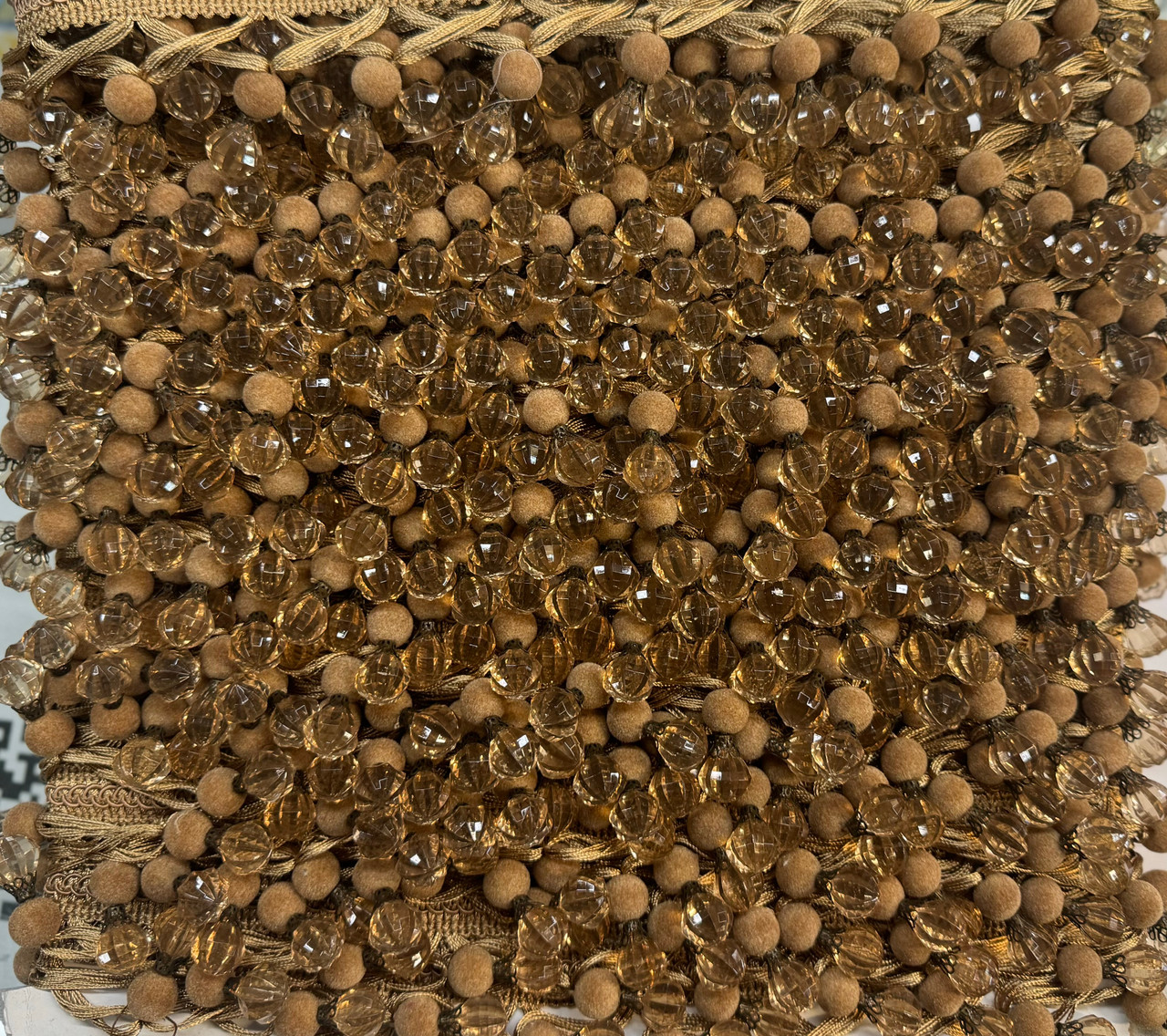 Beaded Fringe Light Brown Trim ,2 1/2 inches, Perfect for drapery , upholstery , & bedding.