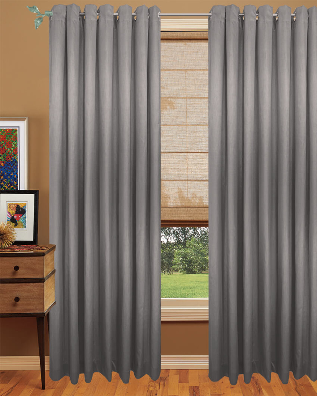 Faux Silk Dupioni Pattern with lining -Gray-Polyester- 90 x 96 Inches